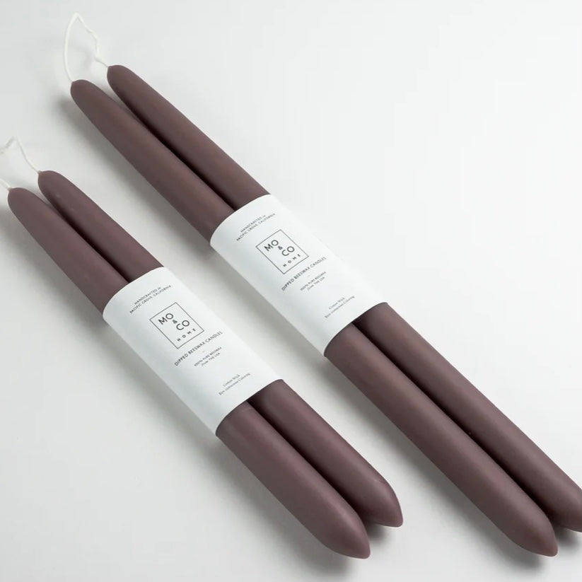 Natural Beeswax Tapers | Mauve (2pk)