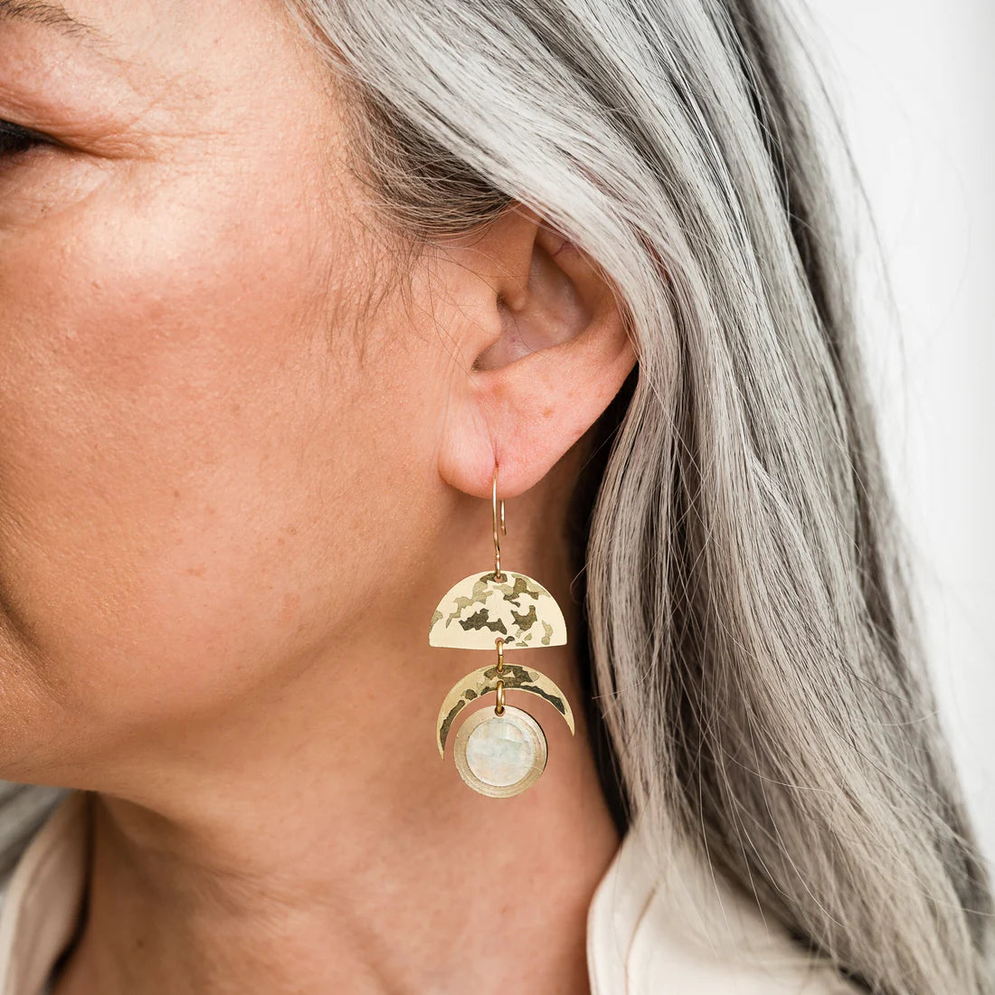 She’ll Change - Moon Phase Earrings with Moonstone