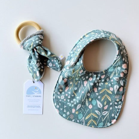 Teal Floral Baby Bib