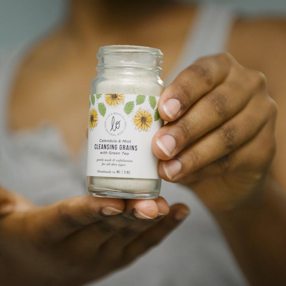 Calendula & Mint Cleansing Grains Exfoliating Face Wash - Lo & Behold Naturals -Freehand Market