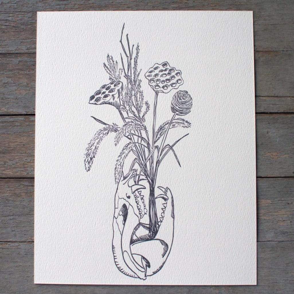 Possum Skull & Flowers Print 8x10 - Ratbee Press -Freehand Market
