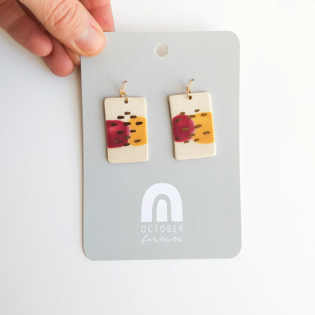 Rectangle Dangle Porcelain Earrings
