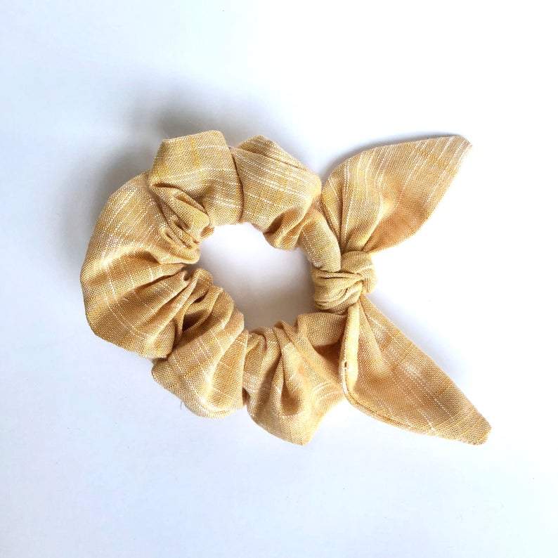 Yellow Linen Bow Scrunchie - Freehand Market -Freehand Market