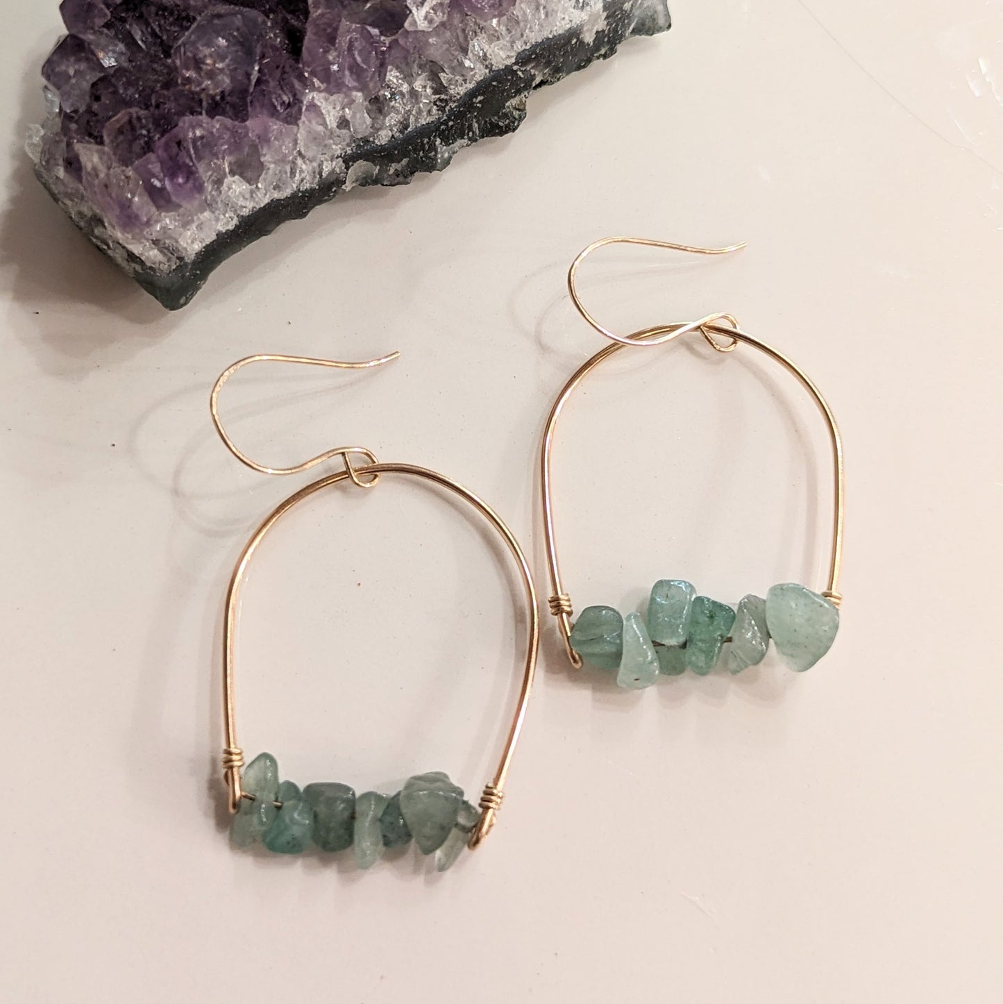 Indio Earrings | Gold Fill Arches with Gemstones