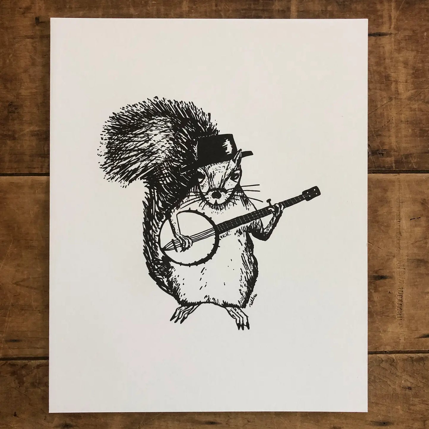 Squirrel & Banjo Print 8x10