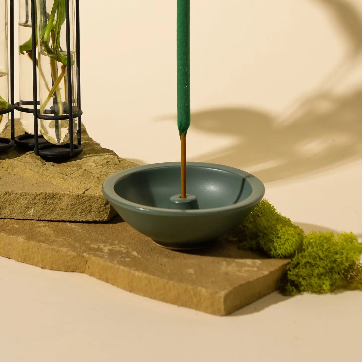 Stoneware Incense Holder - Forest Green