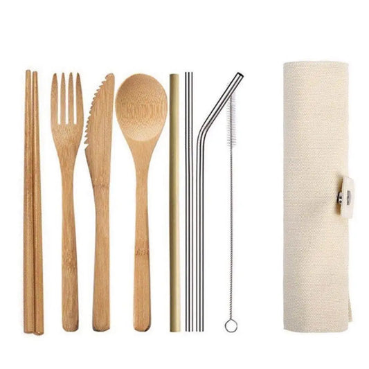 Reusable Utensil Set with Canvas Roll
