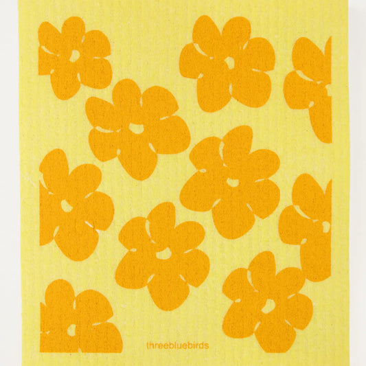 Yellow Flowers Swedish Dishcloth