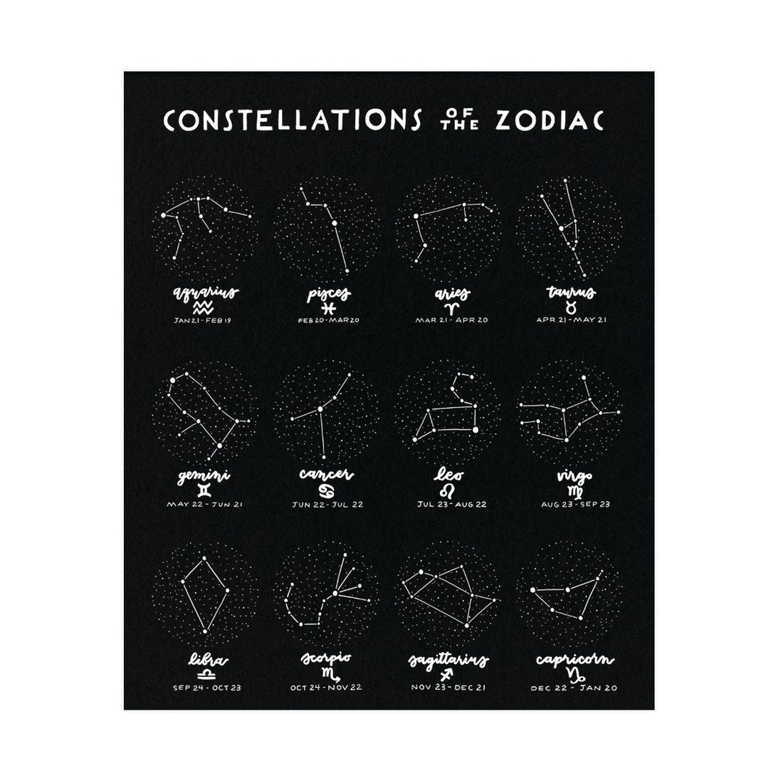 Constellations of the Zodiac 16x20 Art Print - Worthwhile Paper -Freehand Market