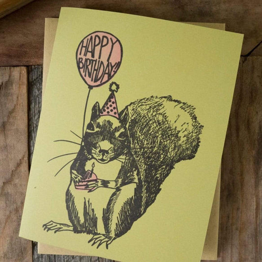 Happy Birthday Squirrel Card - Ratbee Press -Freehand Market