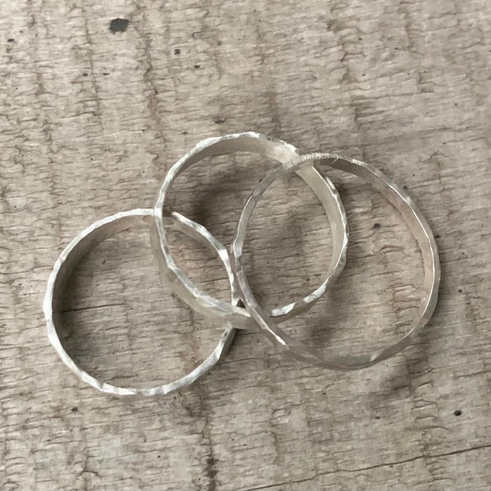 Minimalist Sterling Silver Hammered Ring