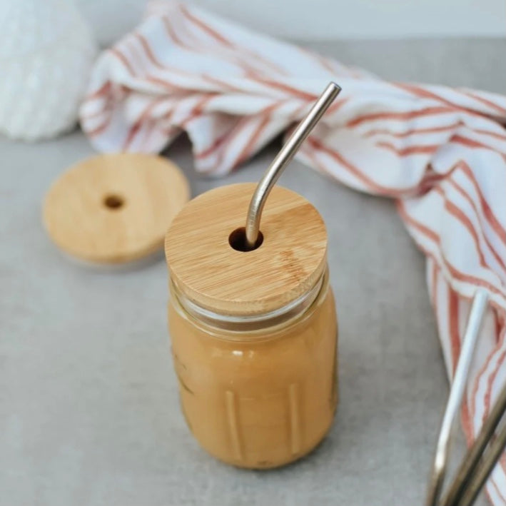 Bamboo Jar Lid with Straw Hole