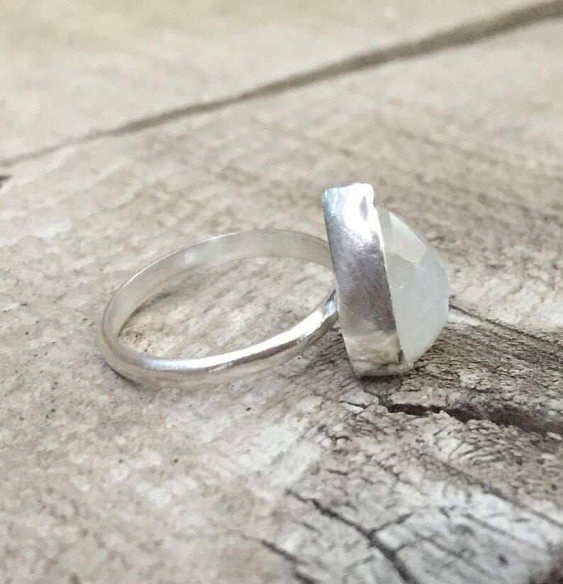 Teardrop Moonstone Ring in Sterling Silver