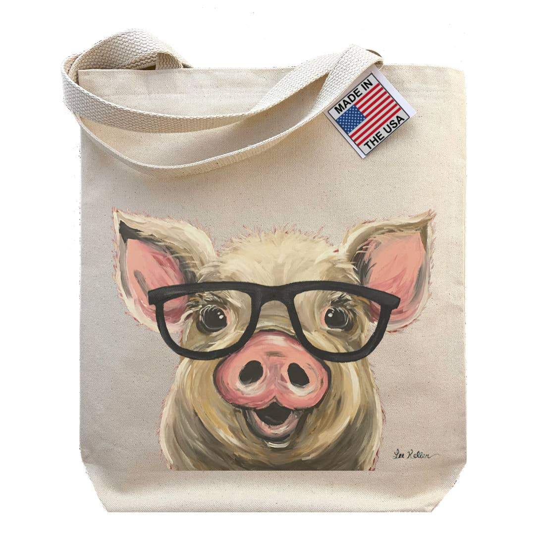 Pig with Glasses Tote Bag