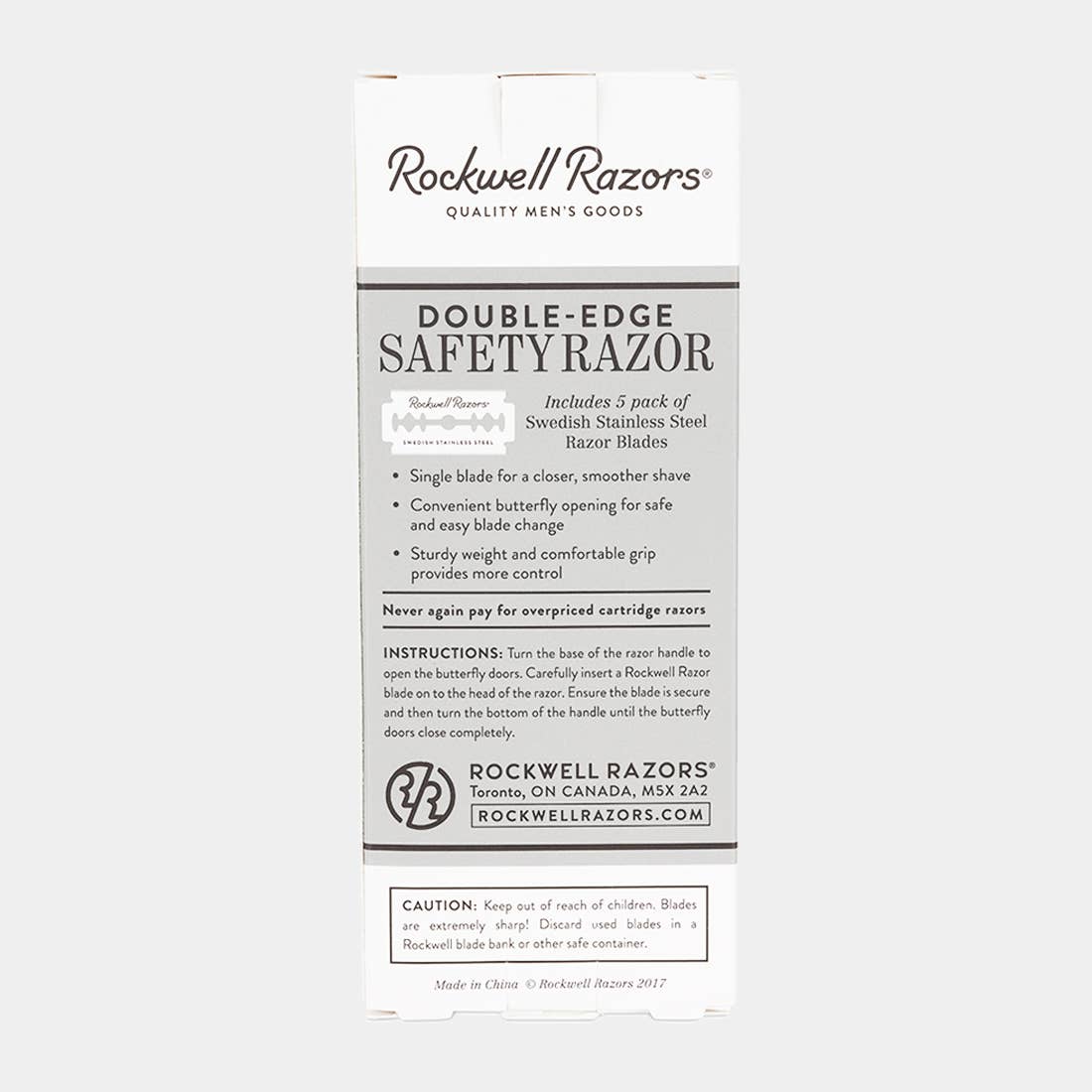 Plastic-Free Chrome Safety Razor - Rockwell Razors -Freehand Market