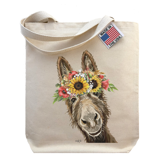 Sunflower Crown Donkey Tote Bag