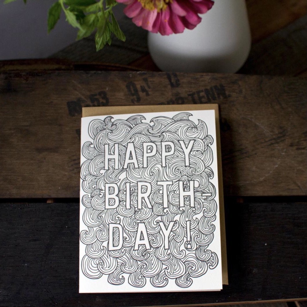 Swirl Birthday Card - Ratbee Press -Freehand Market