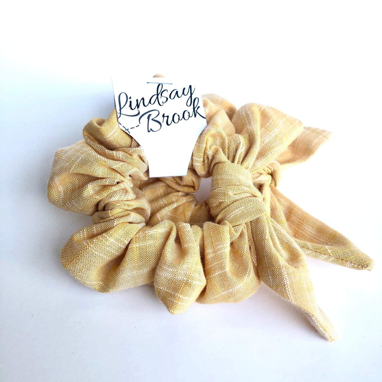 Yellow Linen Bow Scrunchie - Freehand Market -Freehand Market